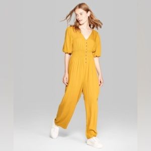 Wild Fable Balloon Sleeve Mustard Jumpsuit